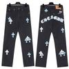 9904 Men's and Women's American Style Trendy Jeans with Fabric Patches, Casual and Fashionable High Street Pants