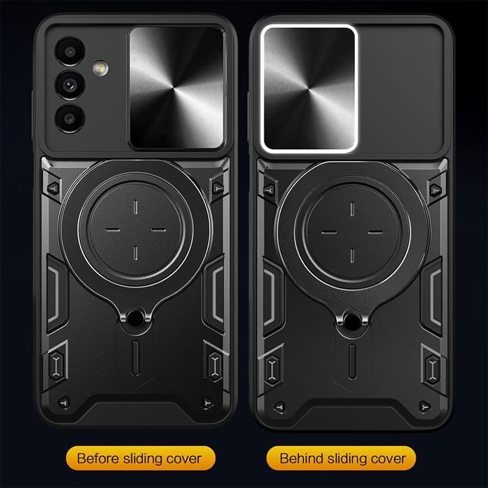 Protective Case - BOOLING - for Samsung Galaxy S24 Plus - Black - Shockproof - Ring Holder