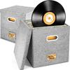 Dustproof Fabric Storage Boxes with Lids LP Album Storage  For Up To 50+ 12-Inch Albums