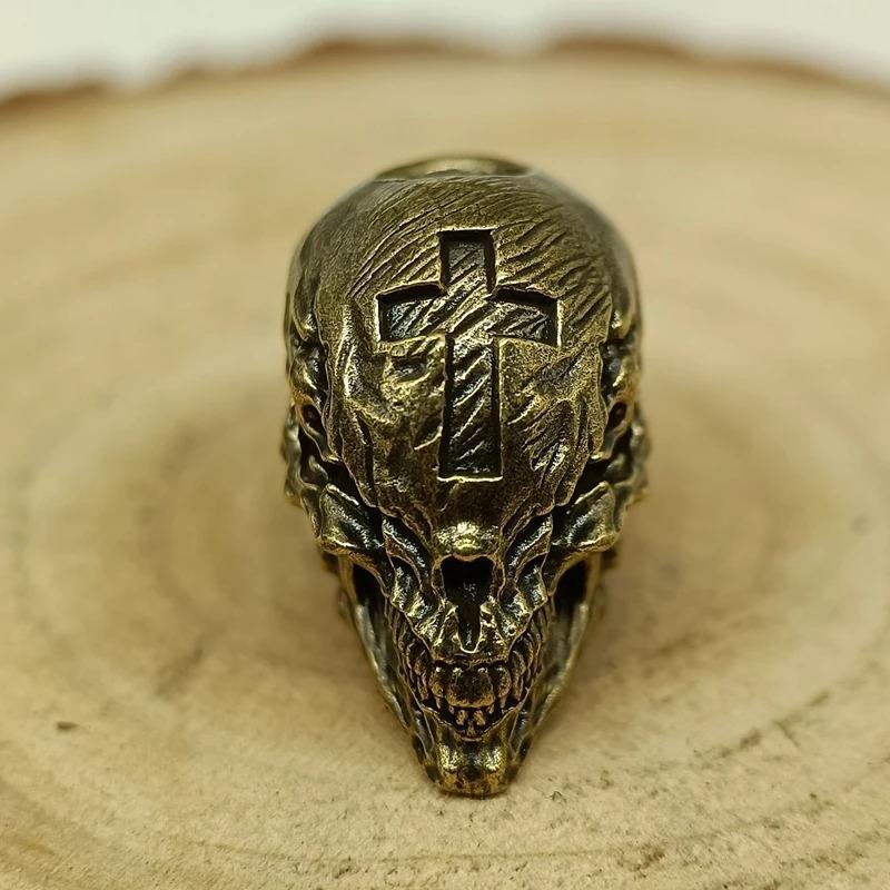 Череп Голова Латунные Бусины Нож EDC DIY Паракорд Плетеные Браслеты Шнурки Подвески Аксессуары Подвески для инструментов на открытом воздухе Безделушки