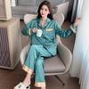 Pajamas for Women New Spring and Summer Ice Silk Jacquard Silk Long-sleeved Home Wear Suit Spring and Autumn Thin Section
