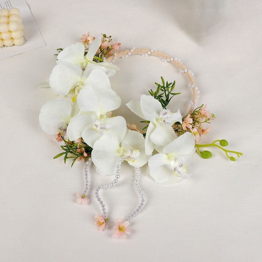 Phalaenopsis Orchid High-end Woven Floral Wreath Handmade Bridal Hand-held Bouquet