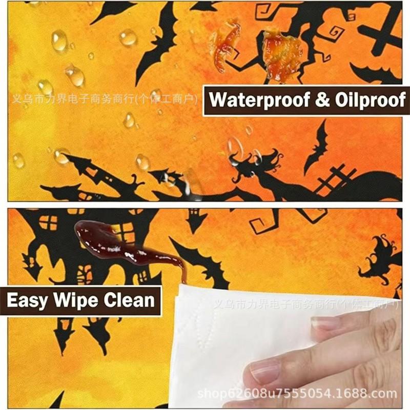 Halloween Tablecloth With Elastic Hem - Festive Decor Party Dining Table Home Event Decoration