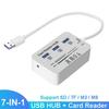 SD TF Mini SD Card M2 MS Card Reader Multi-function All In One Card Reader 3 Ports USB2.0 Hub USB Splitter for Laptop Desktop