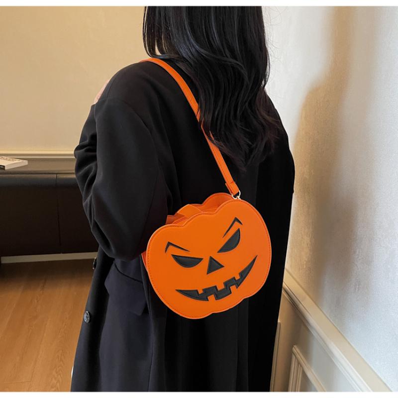 Pumpkin Crossbody Bag For Women Pumpkin Shoulder Bag Female Halloween Bag Pu Leather Demon Messenger Bag Halloween Shopper Bag