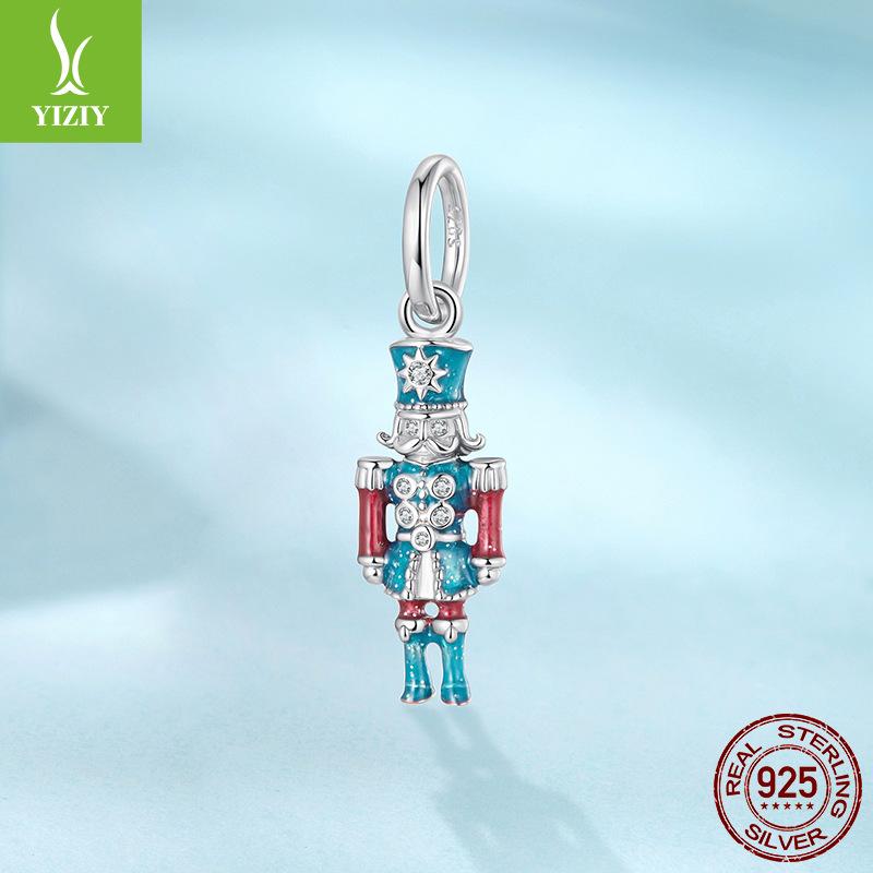S925 Sterling Silver Nutcracker Pendant Accessories, Guardian Angel Diy Bracelet Lucky Beads