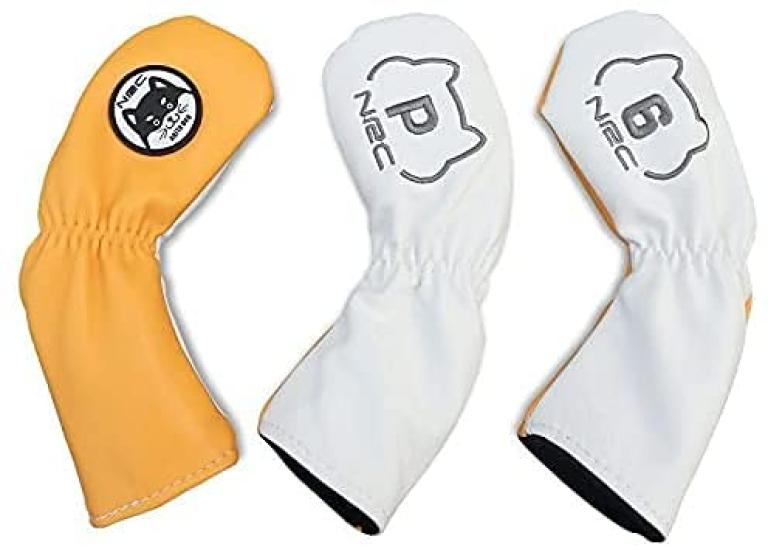 Golf Iron Cover Set with club number Akita Inu design (9 pieces) 4-9, Pw, Aw, Sw, labels. (Black)