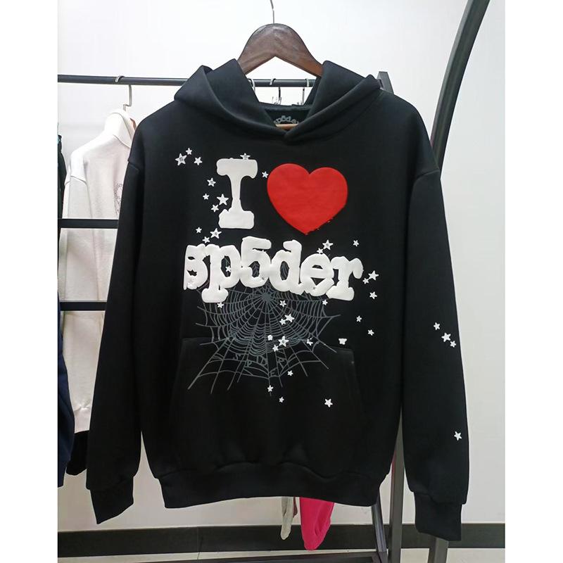 Heavyweight Spider Web Foam Print Fleece Hoodie (450G)