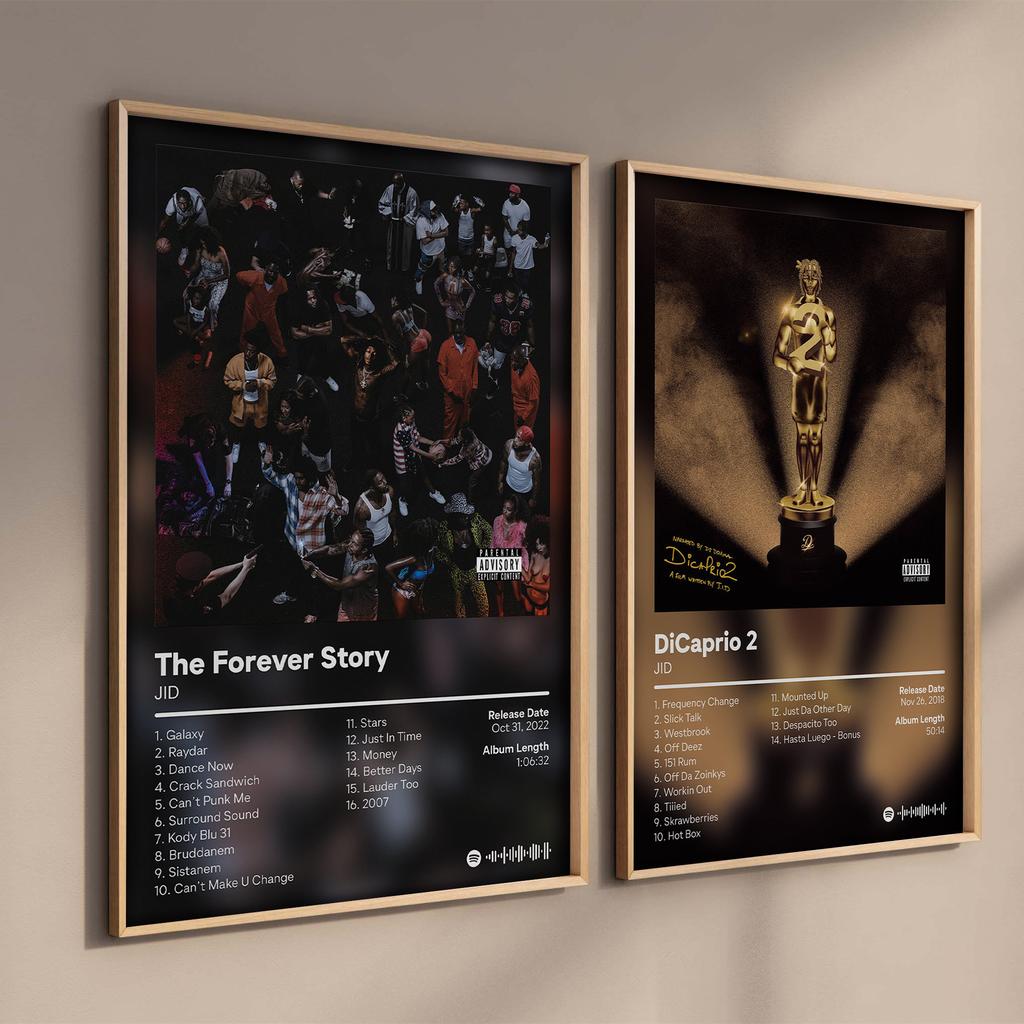 Поп-рэп, обложка музыкального альбома, постер JID, эстетический рэпер, хип-хоп, рок, назад, The Forever Story, Ди Каприо, холст, искусство, декор для комнаты, стены