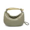 Women's Hand-Woven Crescent Bag with Metal Handle - Sardine Dumpling Style