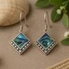 Abalone Shell Silver Earrings Pair - Square Dots