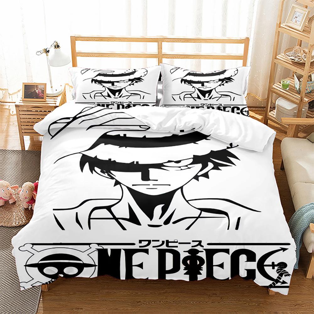 ONE PIECE series Luffy cartoon animation 3d digital printing children's student dormitory/home three-piece set