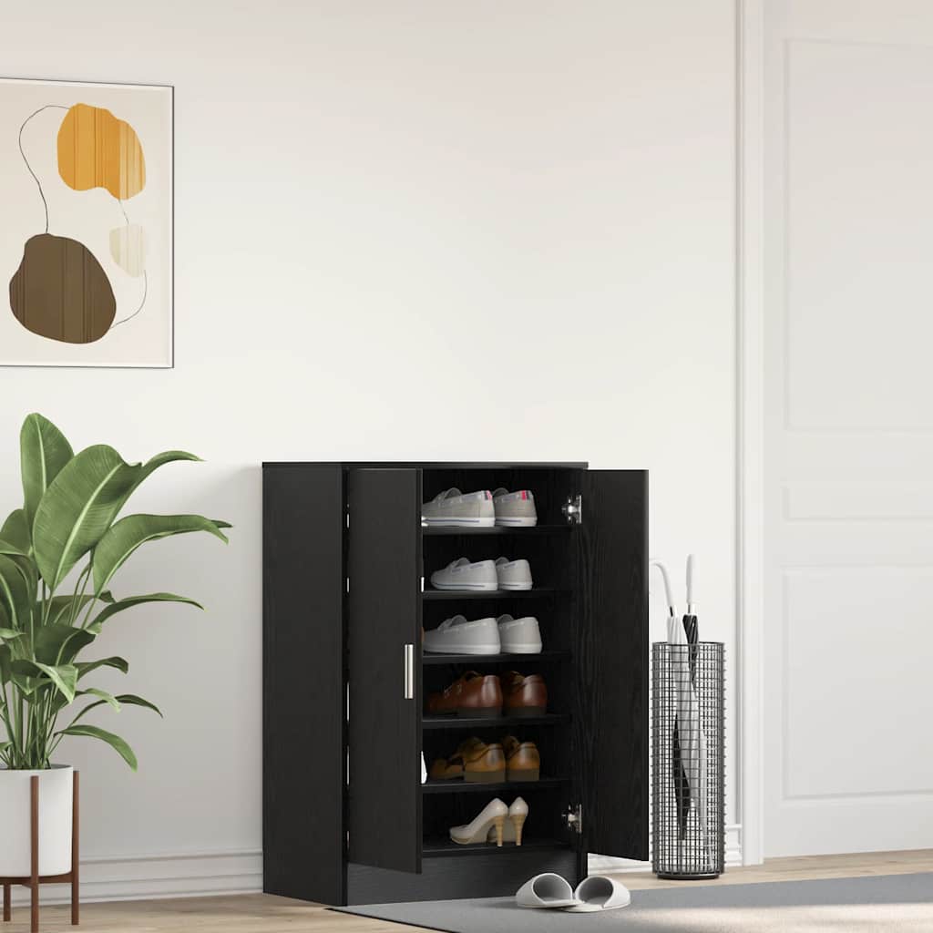 Shoe Cabinet Black Oak Effect 60 x 35 x 92 cm Particleboard