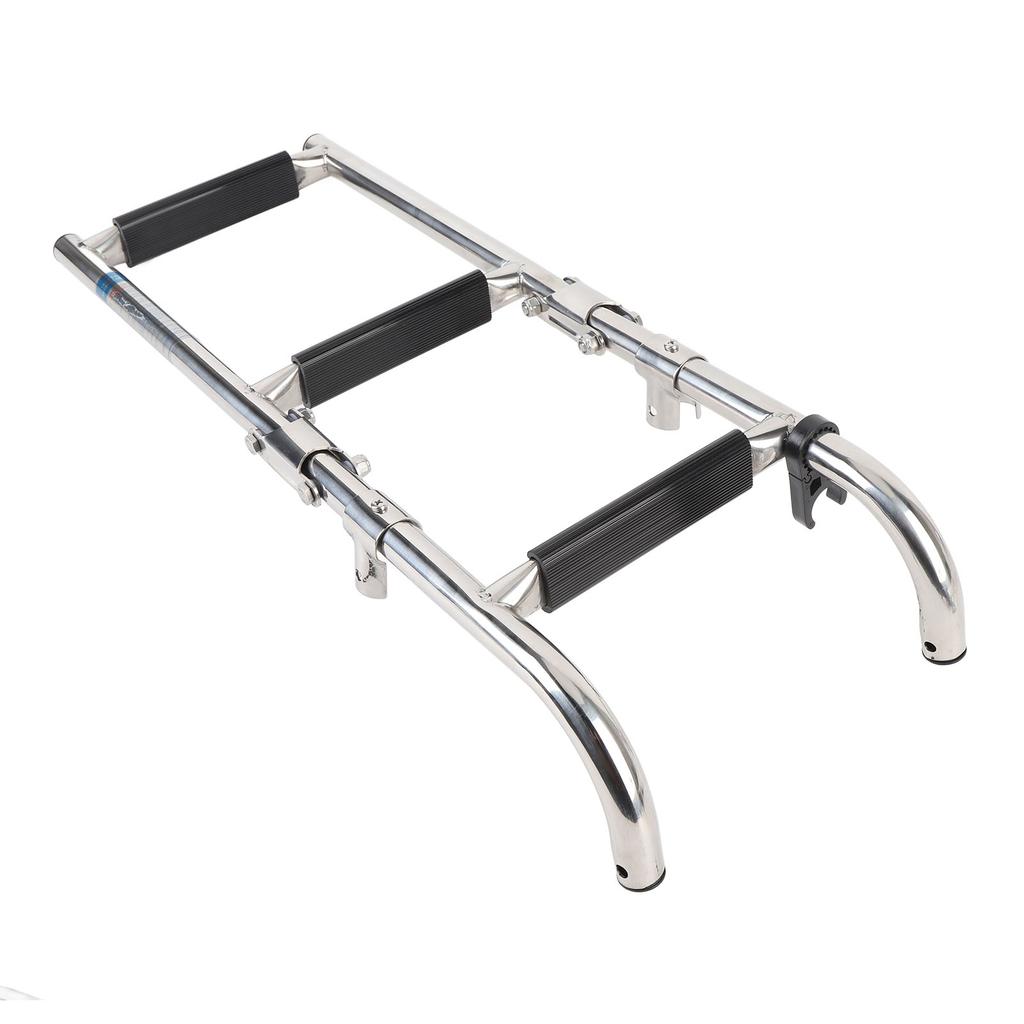 3 Steps Foldable Boat Ladder Stainless Steel Stern Mount Enhanced Grip Swim Deck Ladder for Yacht Dock