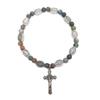 Beaded Stretch Rosary Bracelet with Cross-Charm Catholic Bracelets for Women Girls Religious Rosary Jewelry Wristband