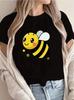 1pc Love Cartoon Bee Printed Breathable Round Neck Tshirt  Summer Round Short Sleeves for Both Men and Women