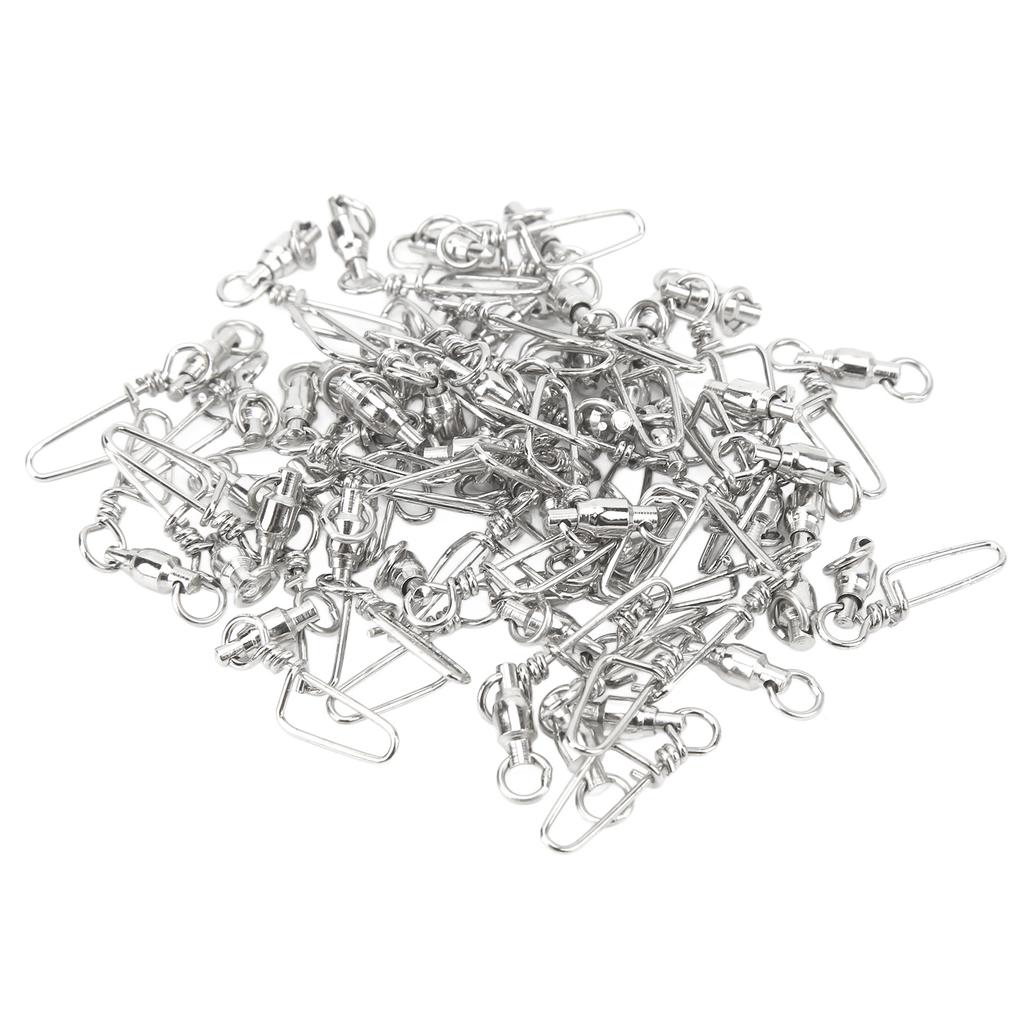 50Pcs High Strength Fishing Snap Swivels Stainless Steel B Type Ball Bearing Swivels for Saltwater