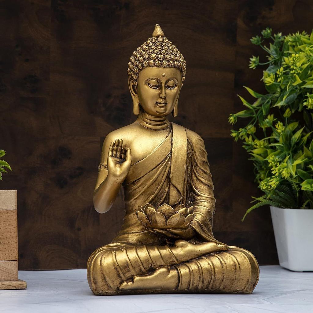 Статуя сидящего Будды, экспонат, идол, предметы домашнего декора для гостиной и подарки (Золотая 4)