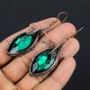 Зеленый мистический топаз 999 Медная проволока обмотанные серьги, Серьги с драгоценными камнями ручной работы, На День памяти
