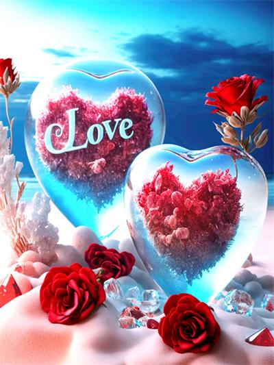 Набор для вышивки алмазной живописью Сердце Камень Морской Декор для дома Мозаика Вышивка крестом Любовь Пляжный пейзаж Кристалл Картина