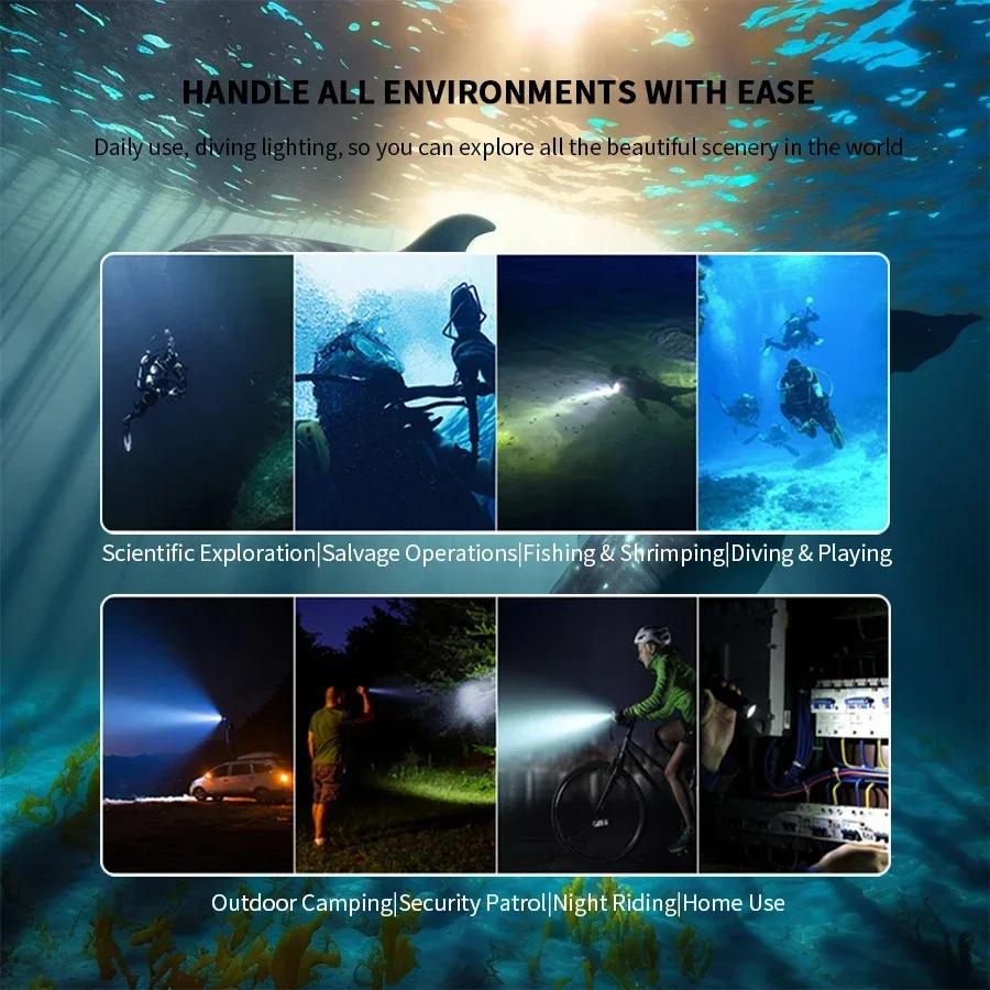 Новый перезаряжаемый светодиодный налобный фонарь для дайвинга, мощный профессиональный налобный фонарь для дайвинга, 50 м, налобный фонарь для подводного плавания, рыболовный фонарь