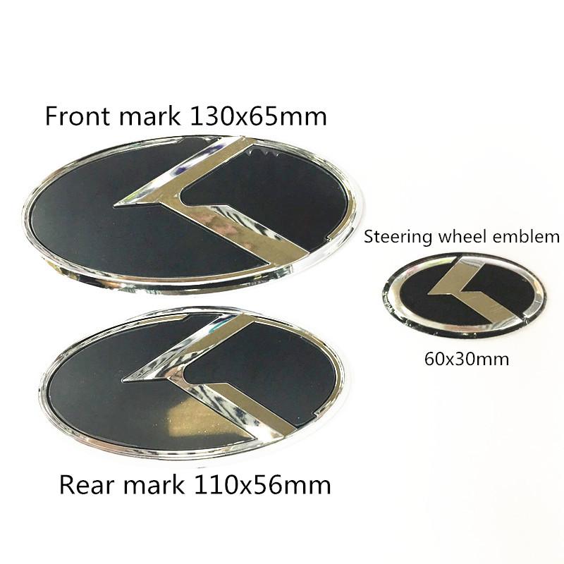 3D Наклейки Эмблемы K Логотип Решетка Радиатора Передняя+Задняя+На руль Колпачки Для KIA K5 2011-2013 Optima Forte 2009-2014