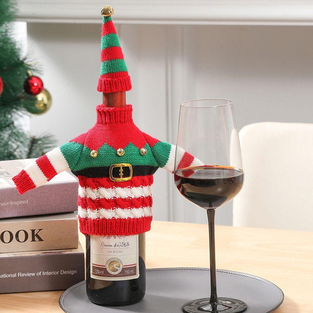 DIY Christmas Wine Bottle Cover Creative Wine Bottle Knitted Sweaters  Party Supplies