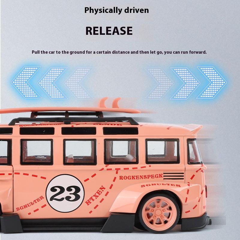 1/24 Volkswagen T1 Автобус Gulf Oil Martini Заниженный Кузов Расширенный Кузов Модифицированный Литой Металлический Модель Автомобиля Звук и Свет Хобби Подарки Мальчик