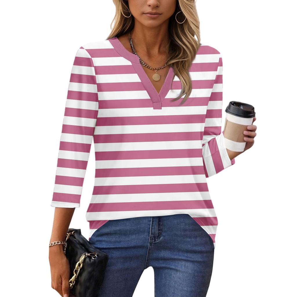 Рубашки с рукавом 3/4 для женщин, футболки, блузки, повседневные базовые топы больших размеров, пуловер, женские туники-блузки