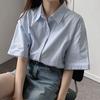 White Short Sleeved Shirt, Women's Spring and Summer Retro Versatile Loose and Slimming Shirt Top