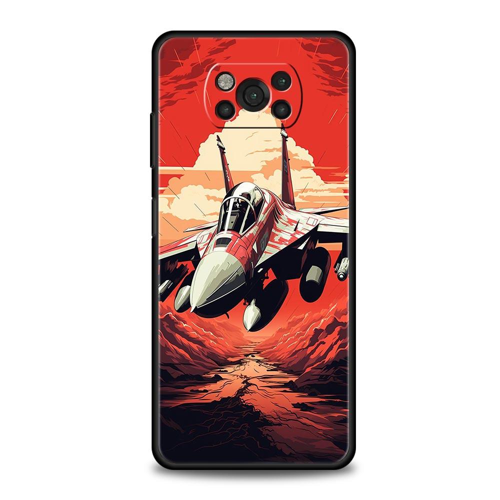 Чехол для телефона с истребителями Для Xiaomi Poco X6 X5 Pro X4 X3 NFC F5 Pro F4 F3 GT M5 M4 Pro 5G M3 C51 C50 C55 Мягкий чехол