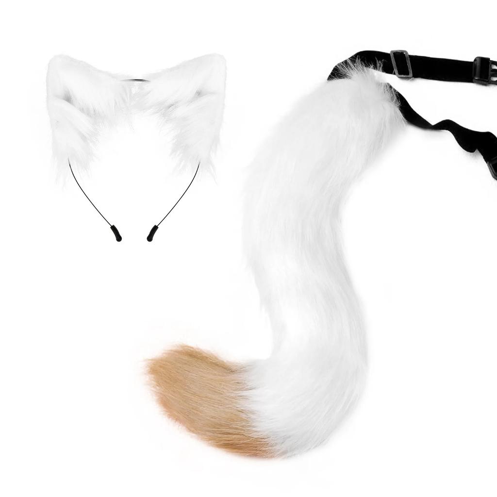 New Halloween Party Adjustable Simulation Fox Tail Plush Fox Ears Hair Band Cosplay Anime Exhibition Dress Up Anime Accessories