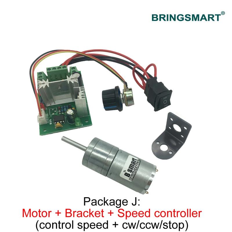Bringsmart 25GA370 Shaft Length 25MM 6V 12V 24V DC Motor Gear 12-1360RPM D Shape Long Shaft Motor Customized Mini Reducer Robot