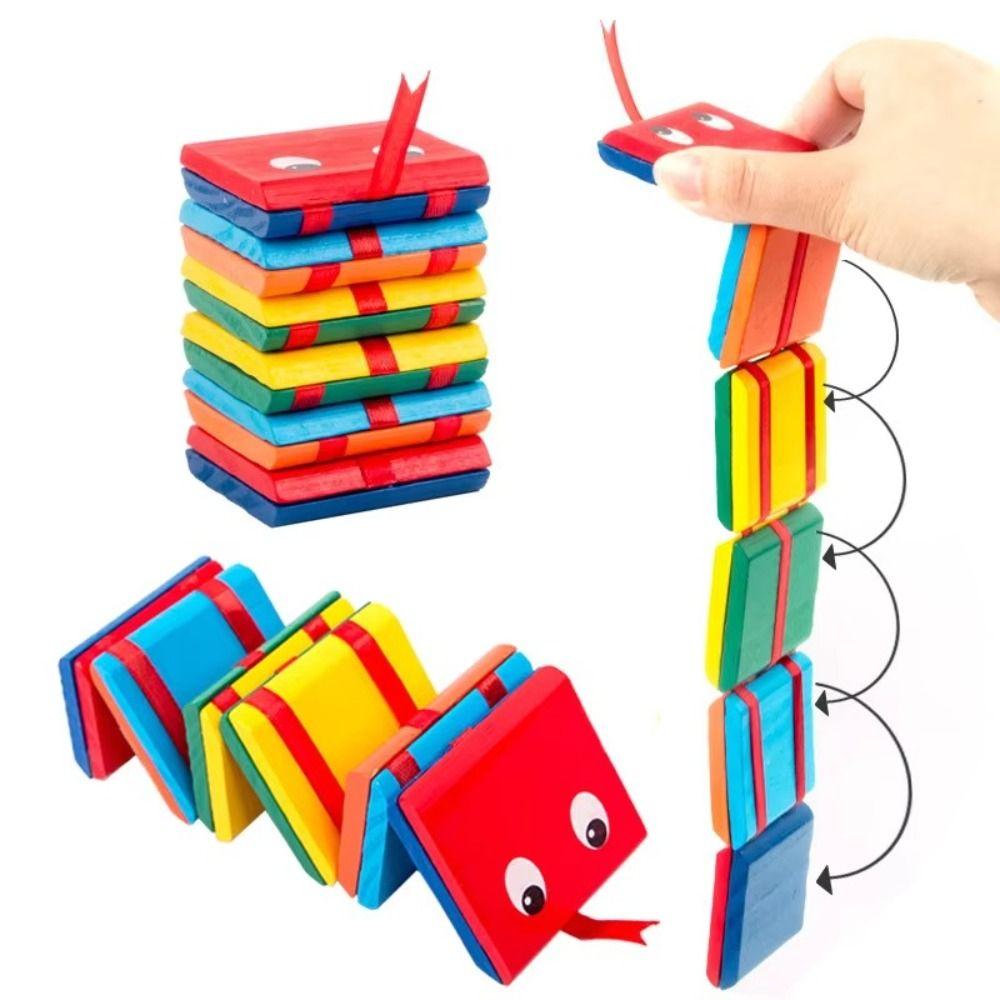 Wooden Magic Blocks Infinite Flip Puzzle Toy Fun Flip Folding Snake Early Education
