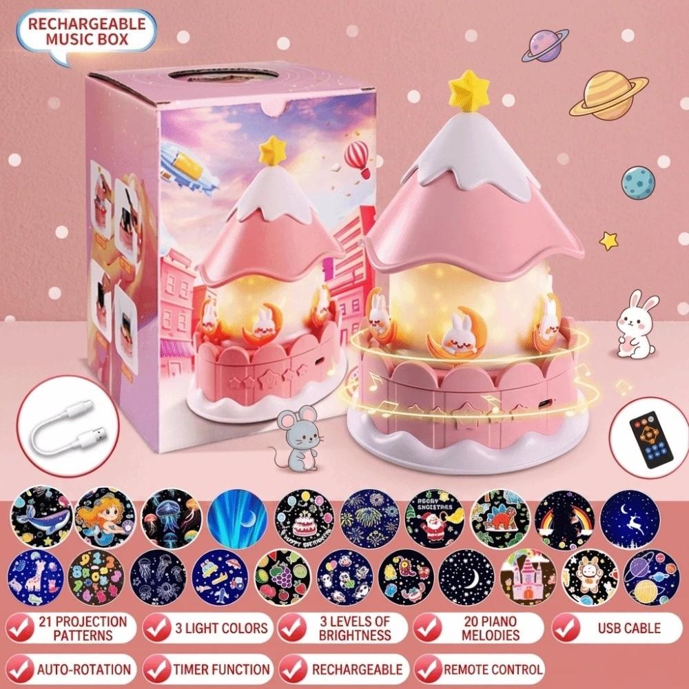 Rotating Rotating Carousel Music Box Gentle Melodies Musical Projector Toy Night Light Girls