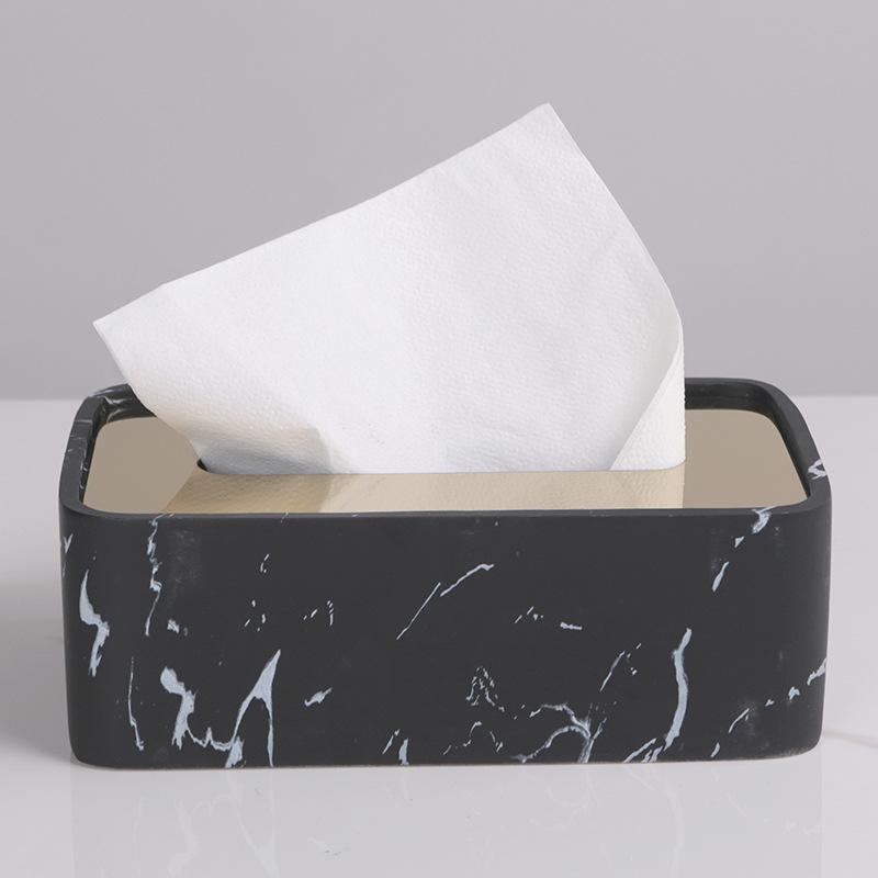 Modern Tissue Box Living Room Light Luxury Stainless Steel Resin High-end Ornaments Coffee Table Dining Table Model Room Soft Decorations