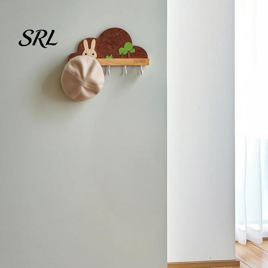 Wall Hooks for Leashes Solid Wood Key Holder with 5 Hooks, Decorative Mounted Heavy Duty Hanger Rack, Space Saving Organizer Entryway Kitchen