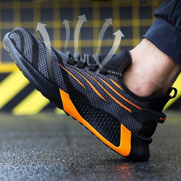 Fashion Breathable Safety Shoes Anti-smashing Anti-puncture Lightweight Safety Work Shoes for Men Women Plus Size 35-50