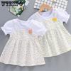 Летнее детское платье для девочек из хлопка с рукавами-фонариками, тонкое платье принцессы с короткими рукавами