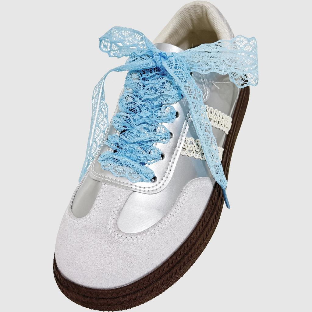 1 пара необычных кружевных плоских шнурков для кроссовок, шнурки для женской повседневной обуви, черные, белые шнурки, аксессуары