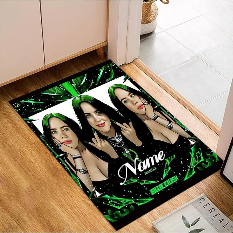 Custom Name Eilish Neon Vibes Rug Game Carpet, Floor Mat for Bedroom Living Room Entryway Rug, Home Decor Idea Gift for Christmas birthday