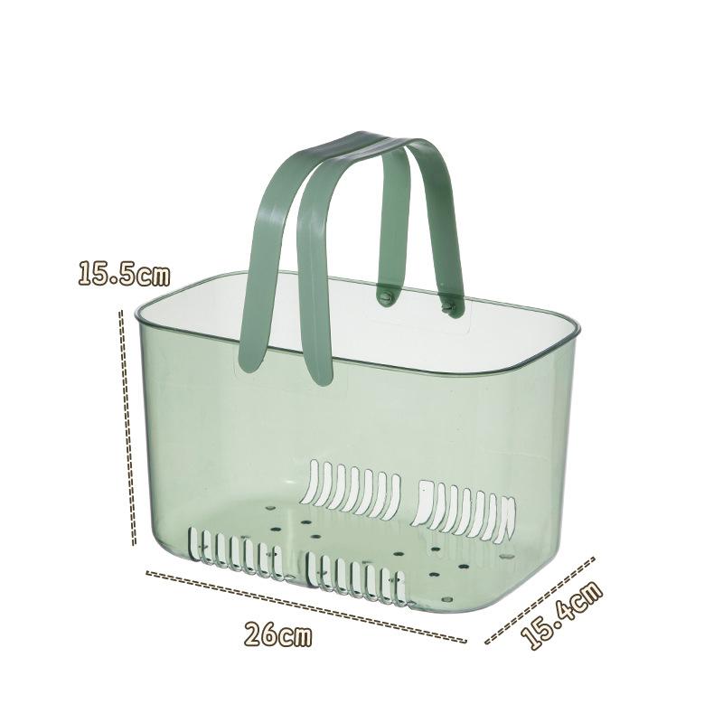 Корзина для хранения в ванной с полым дном и прозрачными ручками, легко сливаемая корзина для плавания, прочная переносная корзина-органайзер