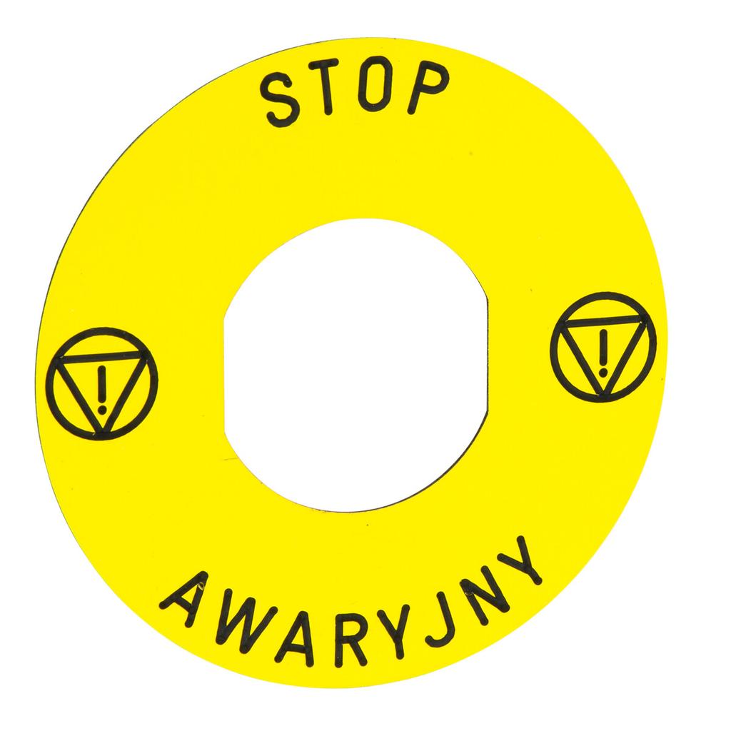Yellow label "EMERGENCY STOP"