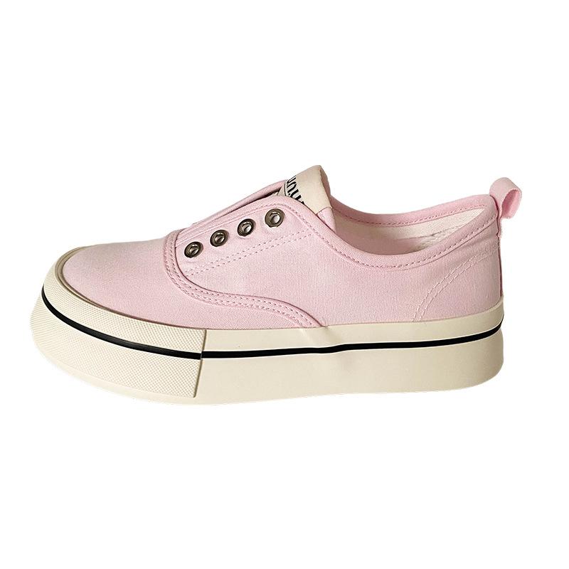 6514 резинка популярная ленивая парусиновая обувь с толстой подошвой и одной педалью женская обувь маленькие белые туфли летние тонкие туфли для доски