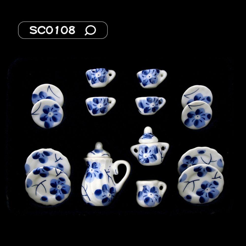 Tableware Dollhouse Miniature Tea Set Miniature Porcelain Tea Cup Set Doll House Accessories