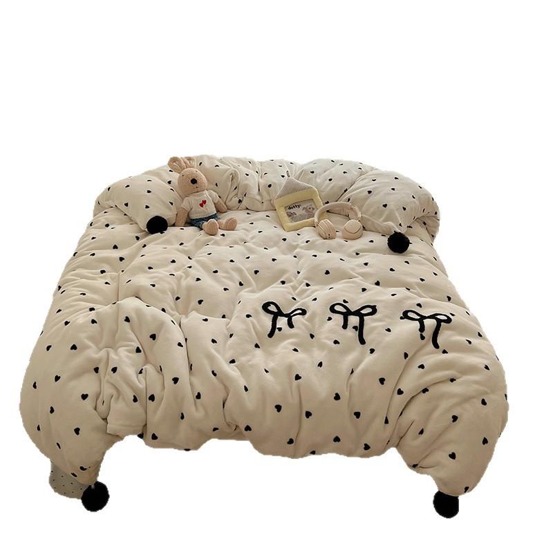 Девушка Милое Сердечко Бант Вышивка Полотенце Вышивка Печать Утолщенный Молочный Флис Набор из Четырех Предметов