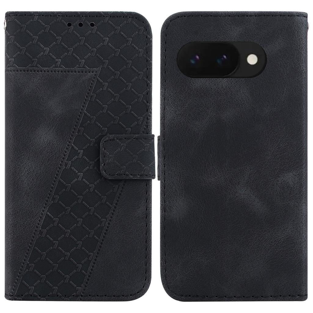 For Google Pixel 9a Stand Case 7-Shaped Pattern Imprint Leather Phone Cover