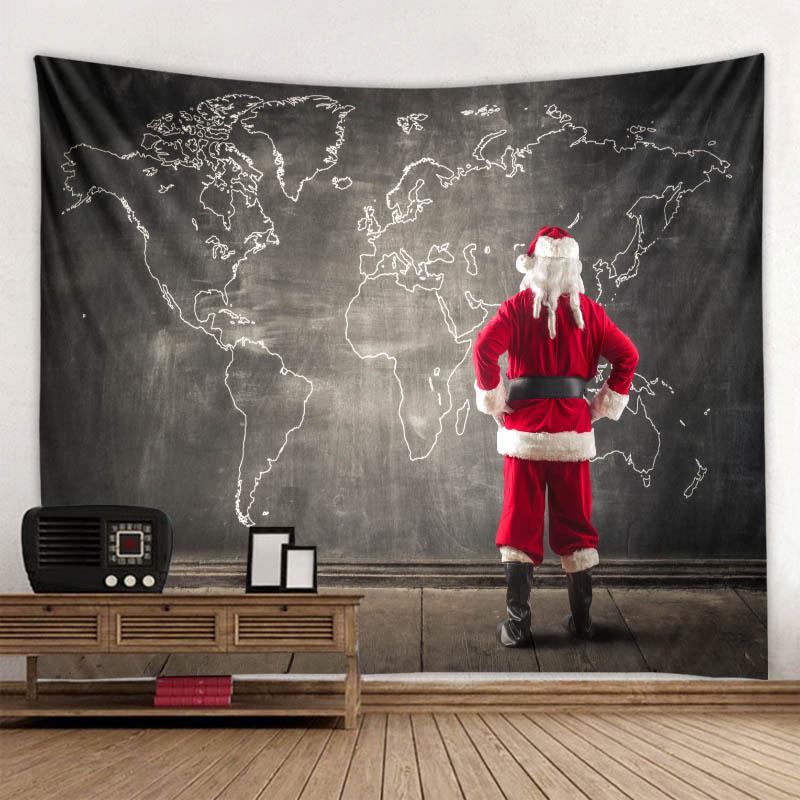 Рождественский гобелен со снегом, подарки Санта-Клауса, камин, рождественская елка, Лось, настенная подвеска для комнаты, спальни, общежития, украшение дома
