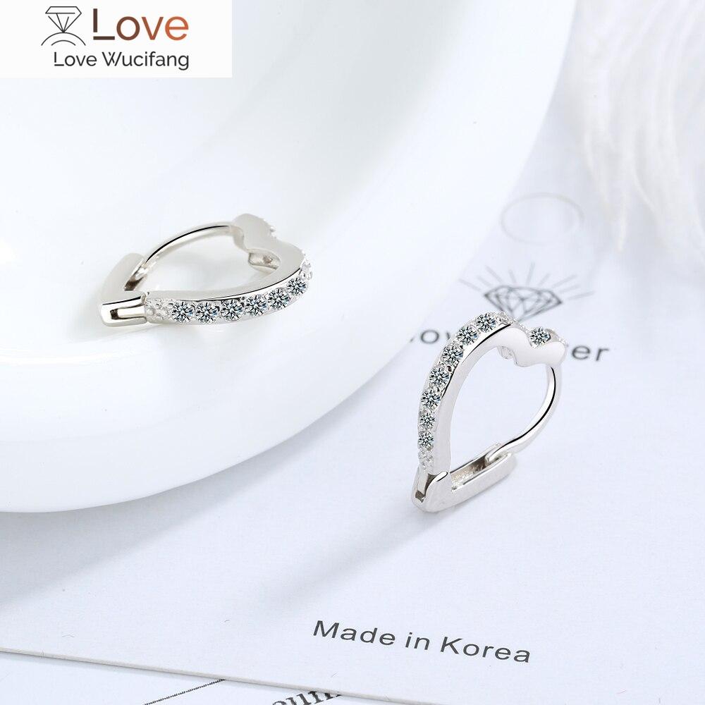 925 стерлингового серебра милые серьги-кольца в форме сердца любовь сверкающие серьги из циркония для женщин маленькие серьги подарки на вечеринку S -E1069