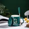 Керамическая кружка Бытовая Печать Креативная Личность Тренд С Крышкой Ложкой Офисная Парная Чашка для Воды
